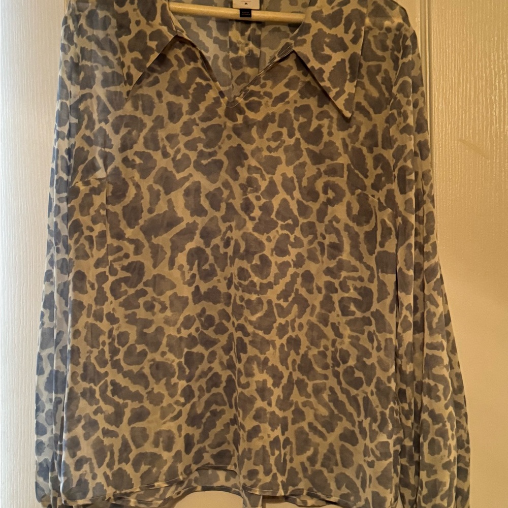 Cabi - light blue meow blouse- size medium.